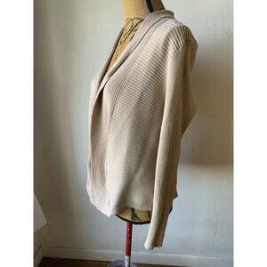 Liz Claiborne Beige Open Front Knit Cardigan Sweater Size LARGE
